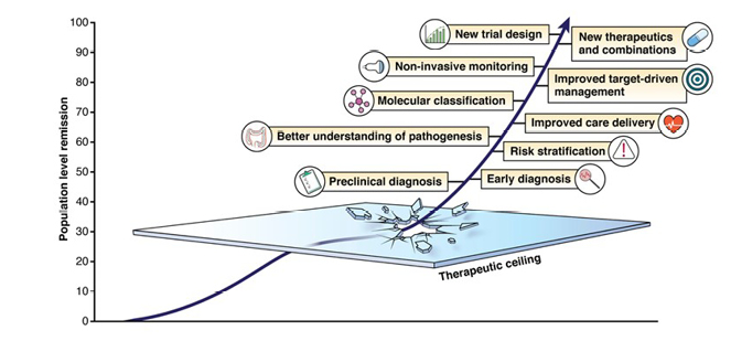 Figure 1 Focus points for advancing care in IBD