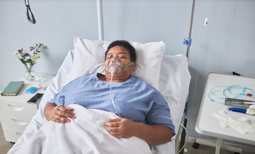 Patient sleeping comfortably with nasal breathing relief concept, representing sleep and chronic rhinosinusitis improvement after endoscopic sinus surgery.