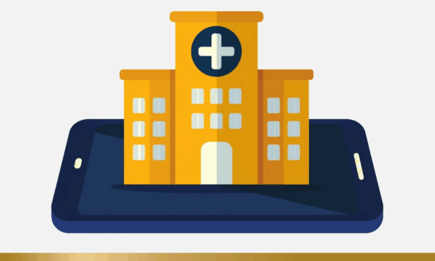 Hospital popping out of mobile phone