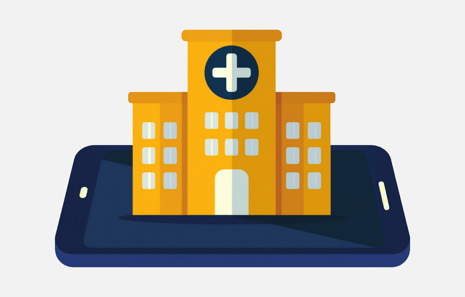 Hospital popping out of smart phone