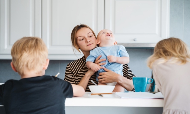 Child sleeping at home, pediatric obstructive sleep apnea and viral infection risk concept