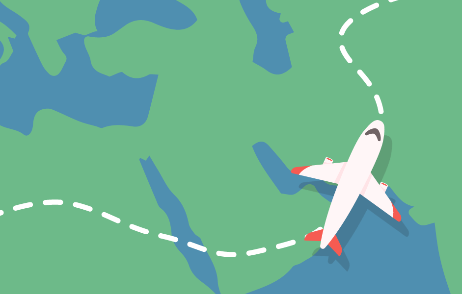 Plane flying over the Gulf but avoiding it