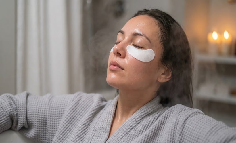 Young woman with white patches under her eyes