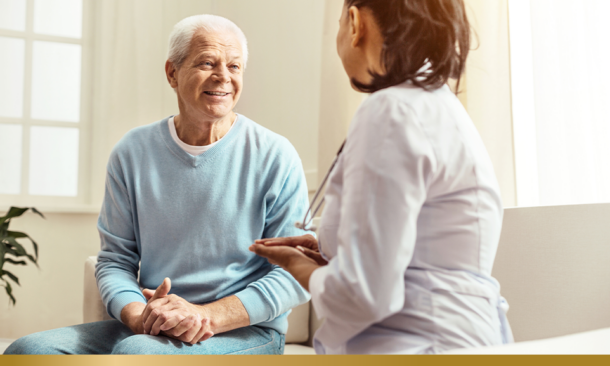 Man talking to healthcare professional