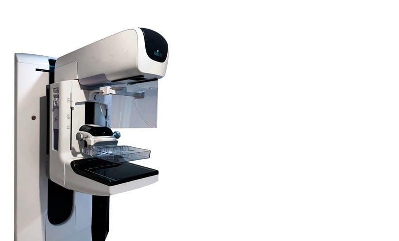Contrast-enhanced mammography equipment used to assess breast cancer response after neoadjuvant therapy.