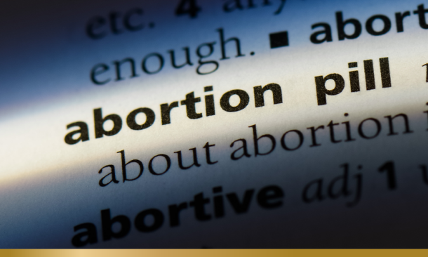 The phrase abortion pill written in an article and highlighted