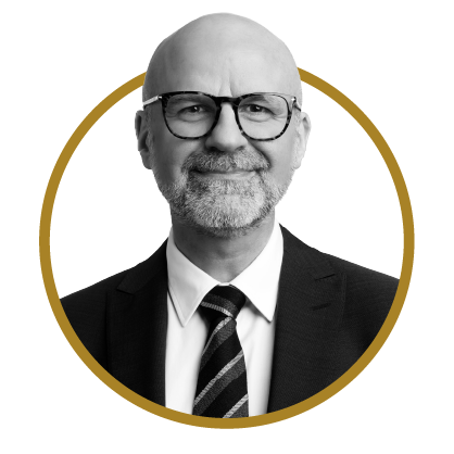 Headshot of Rafal Kaminski, Chief Scientific Officer, Angelini Pharma, in a gold circle