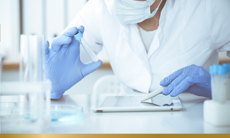 Pharmacist compounding a drug