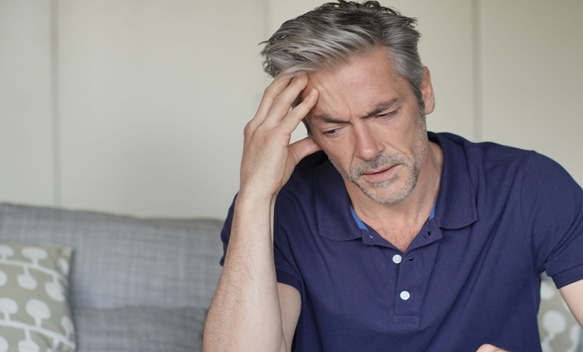 Patient experiencing chronic sinusitis inflammation and nasal congestion