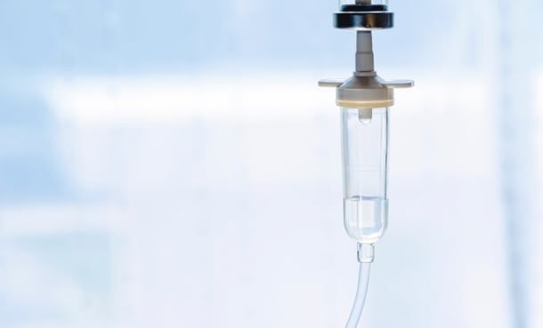 Closeup set iv fluid intravenous drop antibiotic drip.