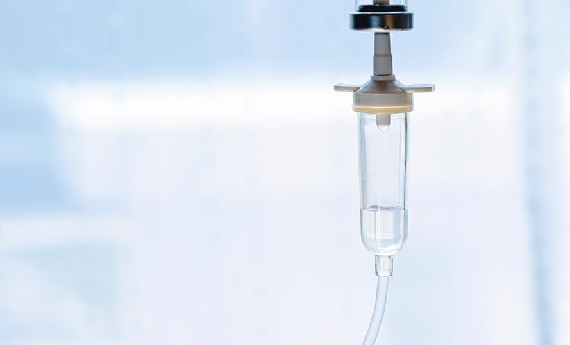 Closeup set iv fluid intravenous drop antibiotic drip.