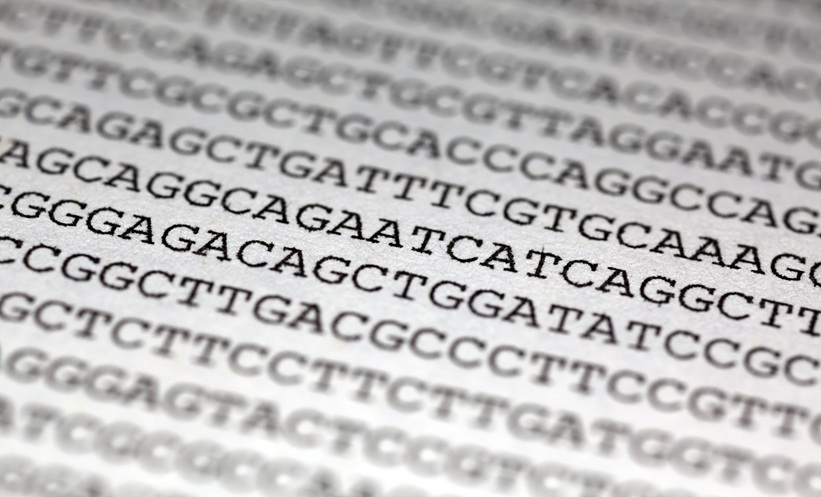 DNA sequence typed out on print