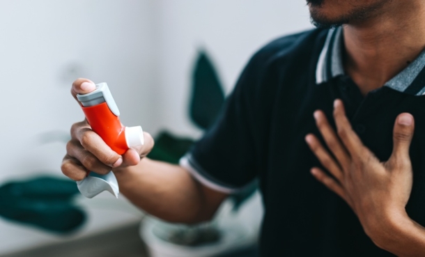 Patient undergoing spirometry during a hospital asthma case-finding and awareness campaign.