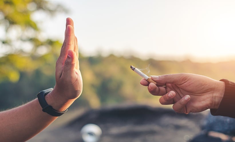 Person smoking while driving