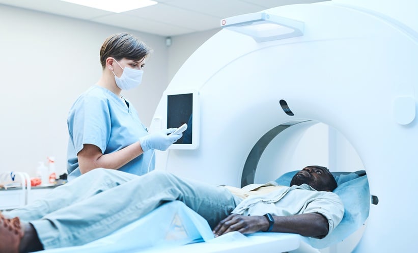 Man undergoing radio therapy