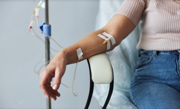 Person having chemotherapy.