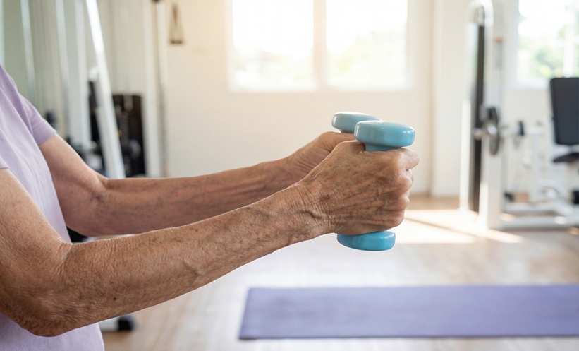 elderly woman with sarcopenia