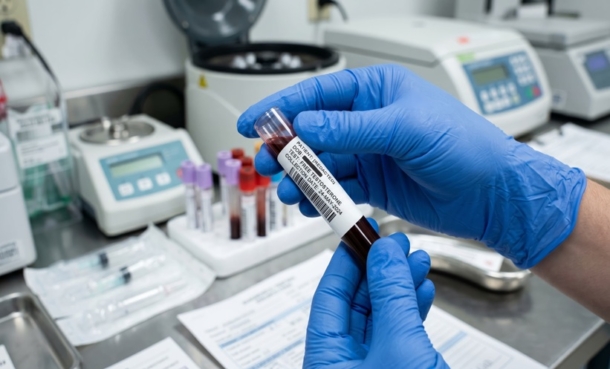 low testosterone Free testosterone blood test sample in medical laboratory