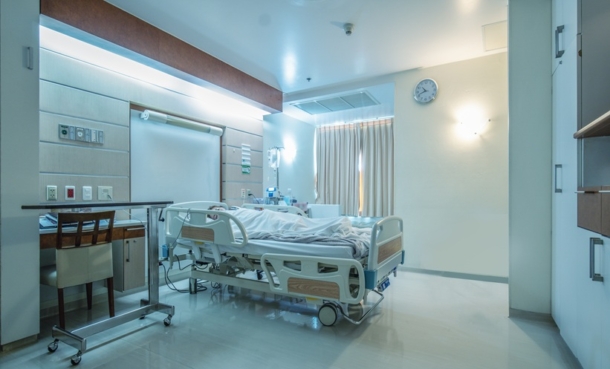 hospital bed oncology cancer patient with severe legionnares
