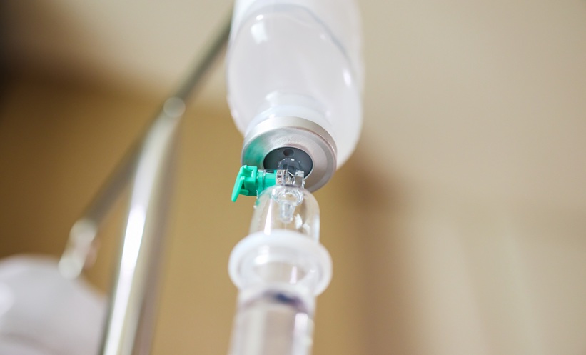 Patient receiving intravenous immunoglobulin for a severe dermatologic disease.