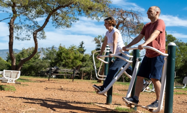 Older people exercising outside