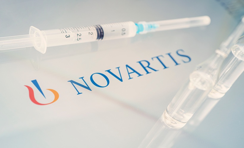 Novartis brand name with syringe next to it
