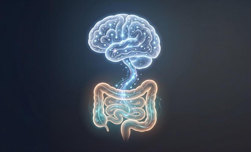 Digital image of brain and intestines
