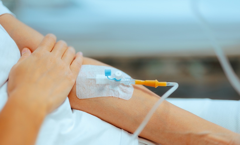 A patient getting a drip