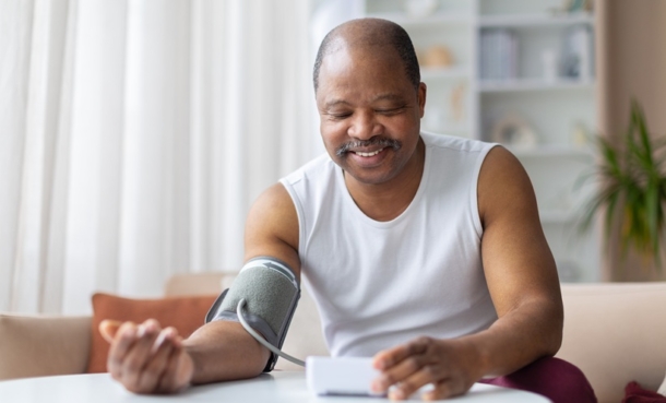 Man taking his blood pressure